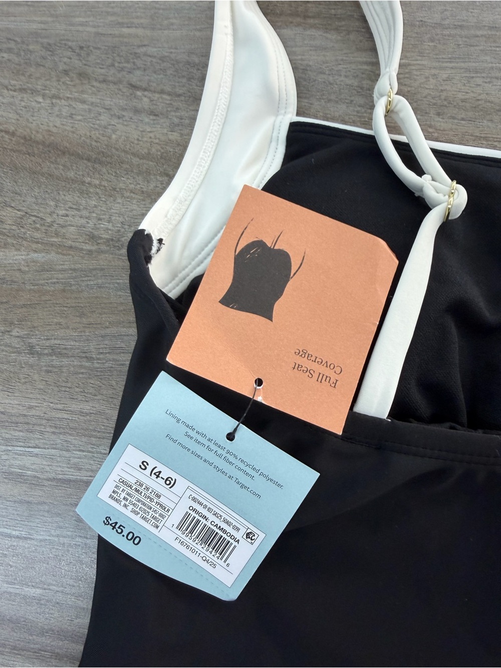 Target Black One-Piece Swimsuit with White Straps - Picture 3 of 4